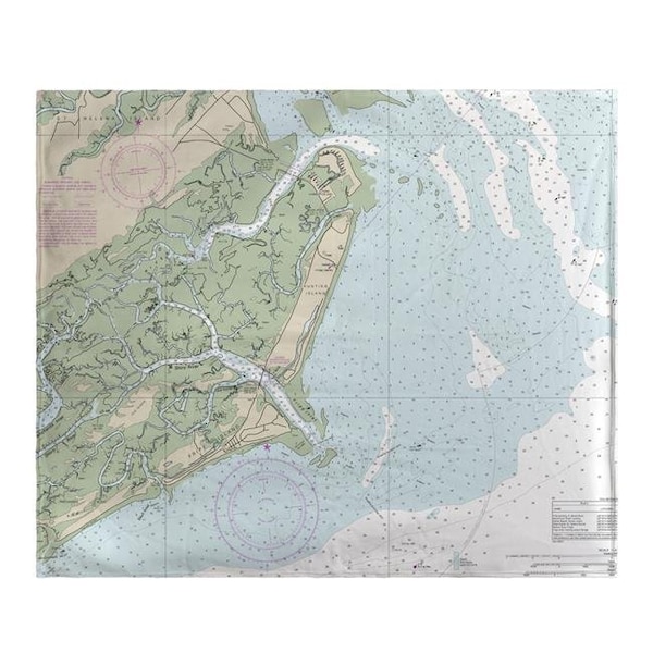 Betsy Drake Betsy Drake BK11517 50 x 60 in. Fripp Island; SC Nautical Map Fripp Island Fleece Throw Blanket - BK11517