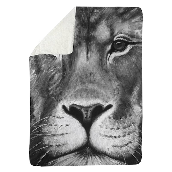 Begin Home Decor 60 x 80 in. Lion Portrait-Sherpa Fleece Blanket - 5545-6080-AN305