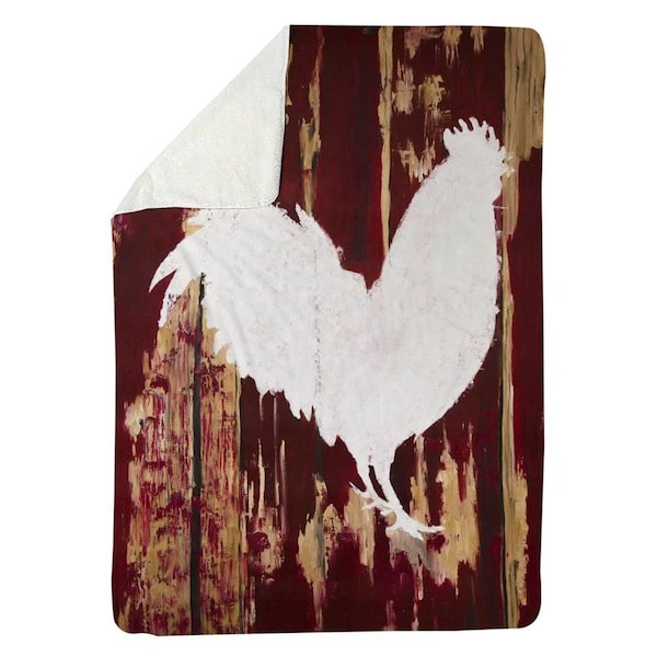 Kd Cuna 60 x 80 in. Rooster Silhouette-Sherpa Fleece Blanket - KD2790149