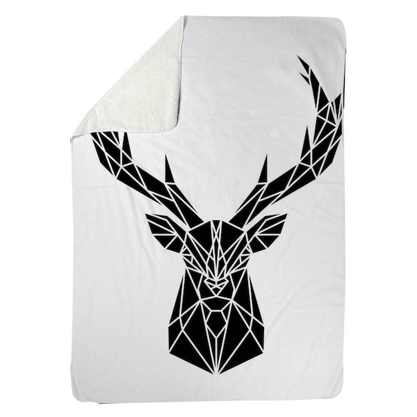 Kd Cuna 60 x 80 in. Geometric Deer Head-Sherpa Fleece Blanket - KD2792491
