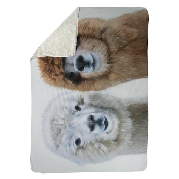 Kd Cuna 60 x 80 in. Two Lamas-Sherpa Fleece Blanket - KD2791056