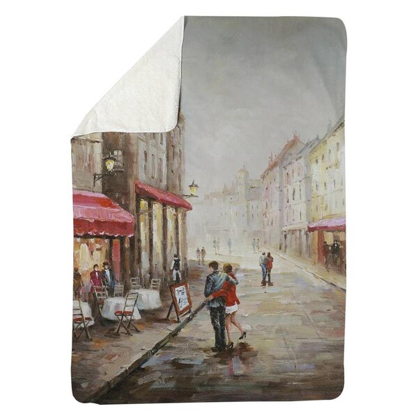 Begin Home Decor 60 x 80 in. Couple Walking Near The Terrace-Sherpa Fleece Blanket - 5545-6080-ST18