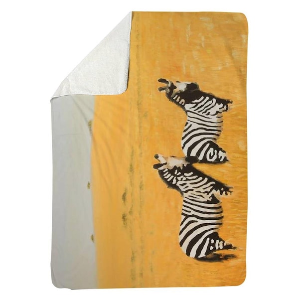 Kd Cuna 60 x 80 in. Herd of Zebra-Sherpa Fleece Blanket - KD3329975