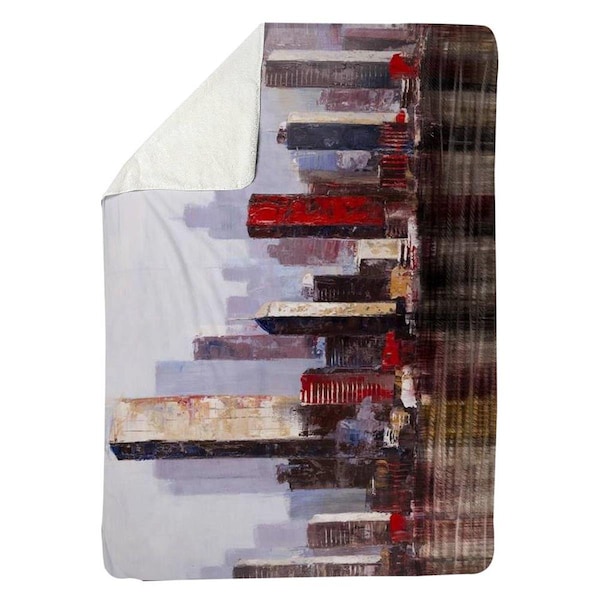 Kd Cuna 60 x 80 in. Industrial City Style-Sherpa Fleece Blanket - KD2790026