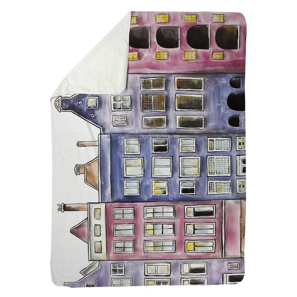 Begin Home Decor 60 x 80 in. Old Historic Houses Amsterdam-Sherpa Fleece Blanket - 5545-6080-CI262