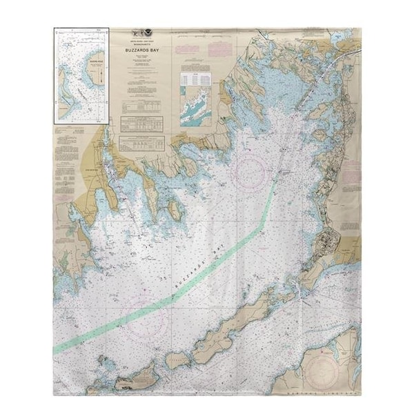 Betsy Drake Betsy Drake BK13230BB 50 x 60 in. Buzzards Bay; MA Nautical Map Fleece Throw - BK13230BB
