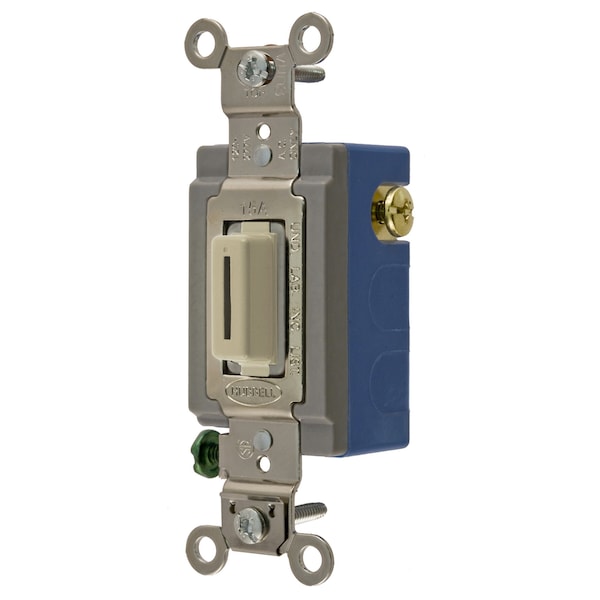 Hubbell Wiring Device-Kellems Industrial Grade, Locking Switches, General Purpose AC, Momentary Single Pole Double Throw Center Off, 15A 120/277V AC Ivory Key Guide - HBL1556LI