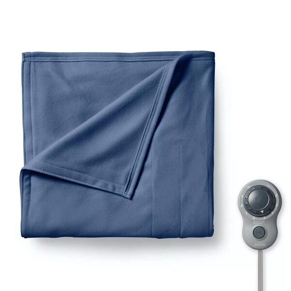 Sunbeam Electric Fleece Heated Blanket, Blue - Twin Size - 2152753