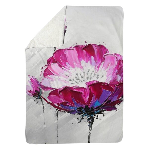 Kd Cuna 60 x 80 in. Fuchsia Wild Flower-Sherpa Fleece Blanket - KD2788964