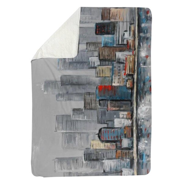 Kd Cuna 60 x 80 in. Abstract City Skyline-Sherpa Fleece Blanket - KD3333377