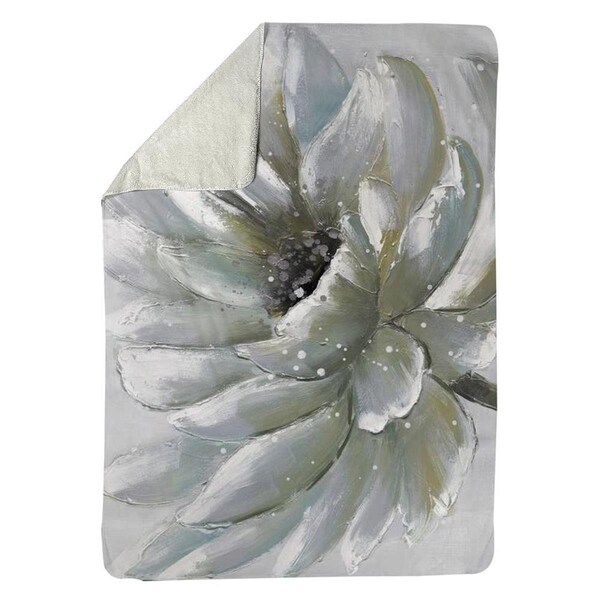 Kd Cuna 60 x 80 in. White Chrysanthemum-Sherpa Fleece Blanket - KD2786875