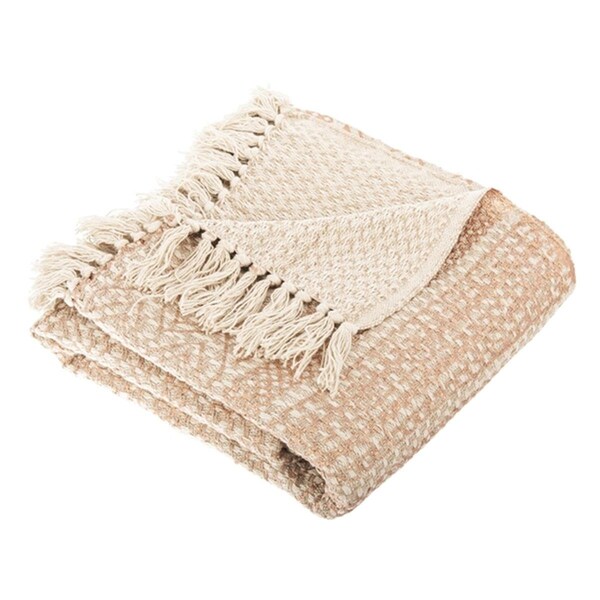 Safavieh 50 x 60 in. Becks Fringe Throw Beige & Copper - THR906A-5060