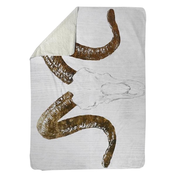Begin Home Decor 60 x 80 in. Aeries Skull with Brown Horns-Sherpa Fleece Blanket - 5545-6080-AN68