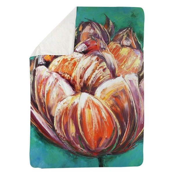 Kd Cuna 60 x 80 in. Abstract Double Tulips Flower-Sherpa Fleece Blanket - KD2788475