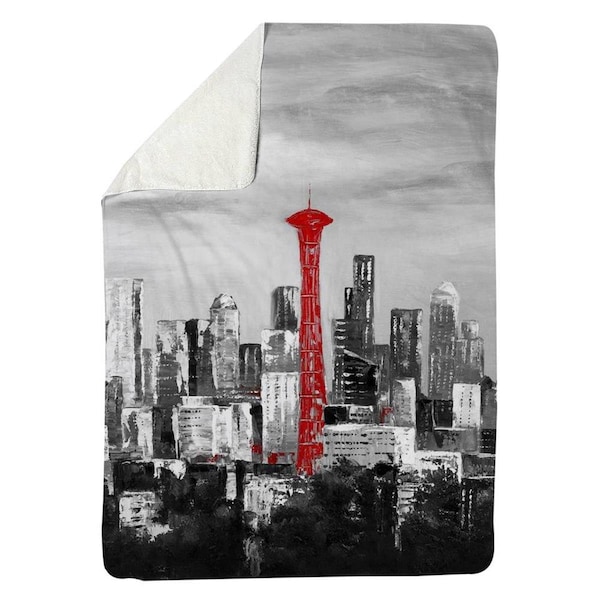 Kd Cuna 60 x 80 in. Space Needle In Red-Sherpa Fleece Blanket - KD2788457