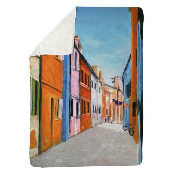 Kd Cuna 60 x 80 in. Colorful Houses In Italy-Sherpa Fleece Blanket - KD2786911