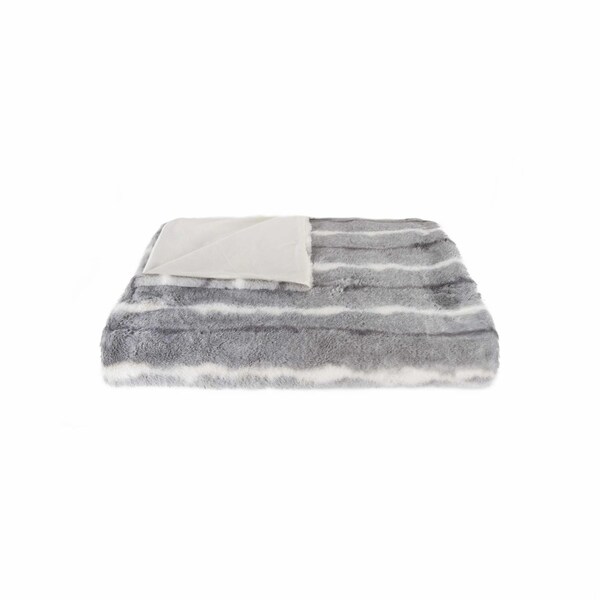Homeroots 50 x 60 in. Dayton Grey & White & Black Fur Throw - 354556