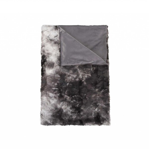 Homeroots 50 x 60 in. Naples Charcoal & Grey Fur Throw - 354560