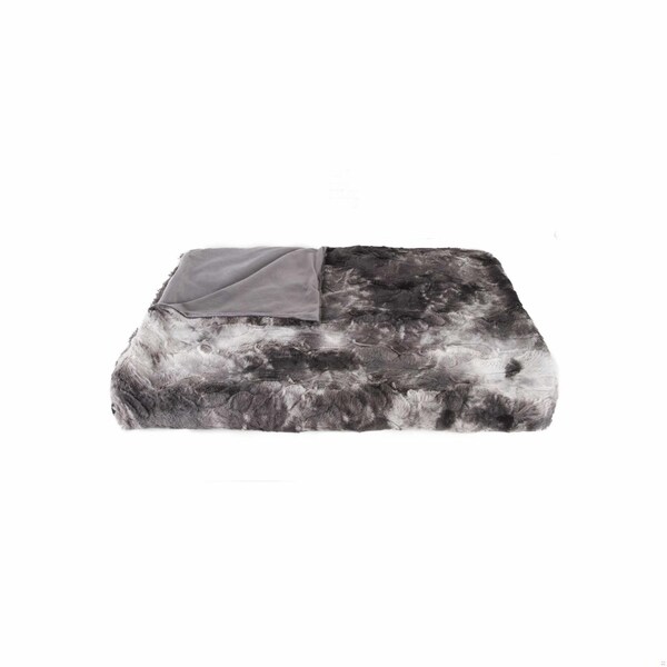 Homeroots 50 x 60 in. Naples Charcoal & Grey Fur Throw - 354560