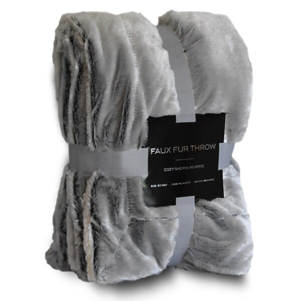 Kd Bufe 50 x 60 in. Faux Micro Chinchilla & Sherpa Throw Blanket, Gray - KD3333703