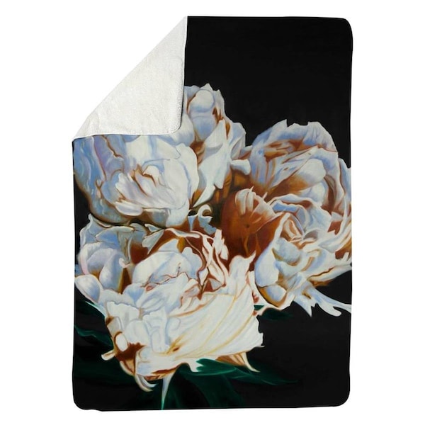 Kd Cuna 60 x 80 in. Blooming Peonies-Sherpa Fleece Blanket - KD2785837
