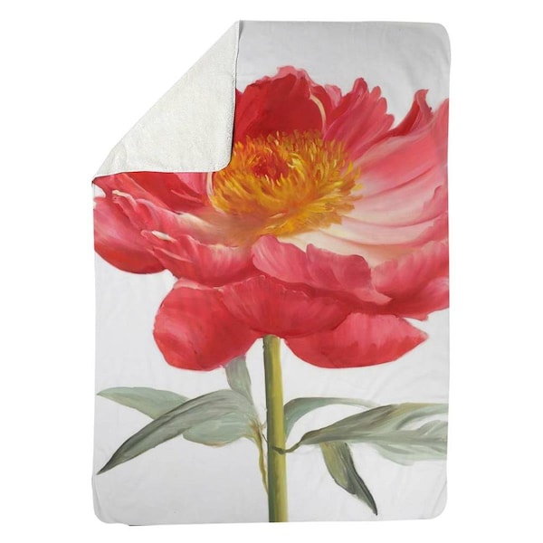 Kd Cuna 60 x 80 in. Pink Peony-Sherpa Fleece Blanket - KD2787490