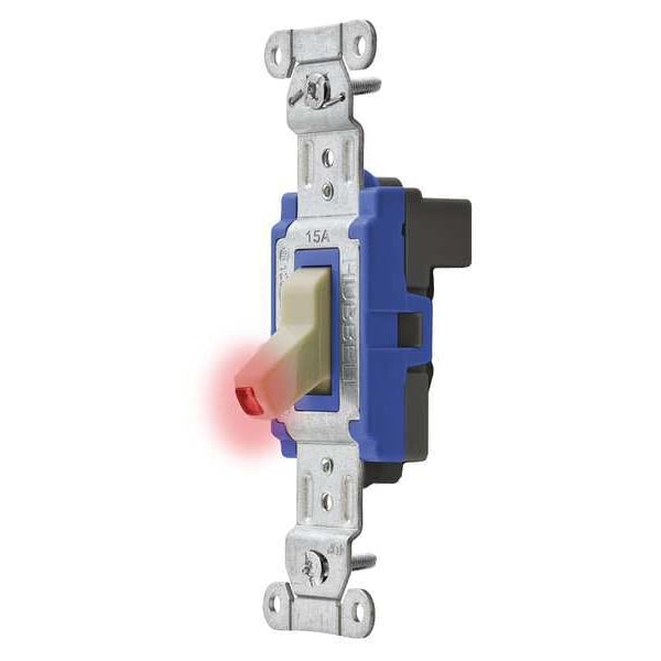 Hubbell Pilot Lit Wall Swtch, 1-Pole, 120/277V, 15A - SNAP1201PLINA
