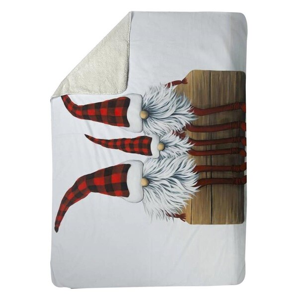 Begin Home Decor 60 x 80 in. Three Christmas Gnomes-Sherpa Fleece Blanket - 5545-6080-HO19