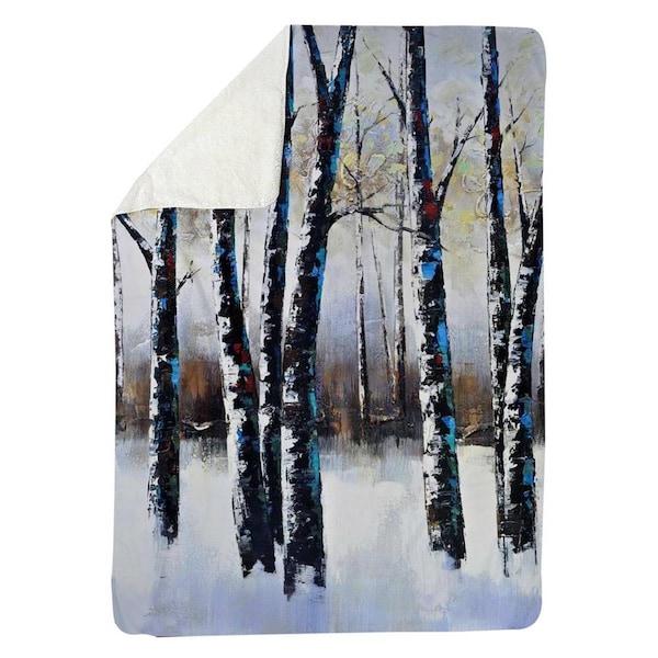 Begin Home Decor 60 x 80 in. Frosted Trees-Sherpa Fleece Blanket - 5545-6080-LA8