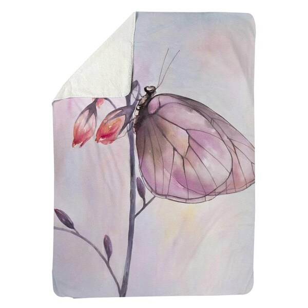 Kd Cuna 60 x 80 in. Delicate Butterfly-Sherpa Fleece Blanket - KD2788574