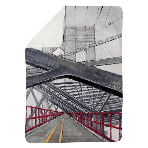 Begin Home Decor 60 x 80 in. Under The Brooklyn Bridge-Sherpa Fleece Blanket - 5545-6080-CI224