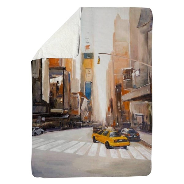 Begin Home Decor 60 x 80 in. New-York City Center-Sherpa Fleece Blanket - 5545-6080-CI180