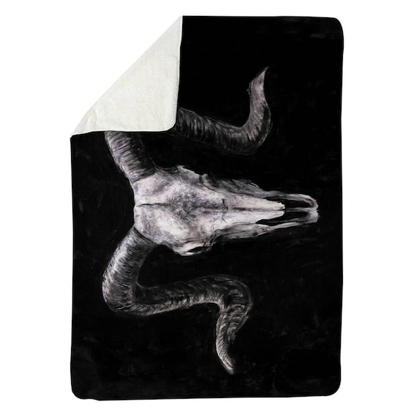 Kd Cuna 60 x 80 in. Ram Skull Grunge Style-Sherpa Fleece Blanket - KD2792494