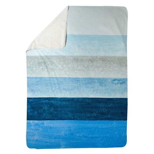 Kd Cuna 60 x 80 in. Blue Stripes-Sherpa Fleece Blanket - KD2787947