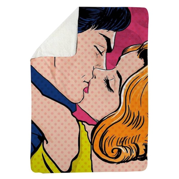 Kd Cuna 60 x 80 in. Pop Art Style Couple-Sherpa Fleece Blanket - KD2789934