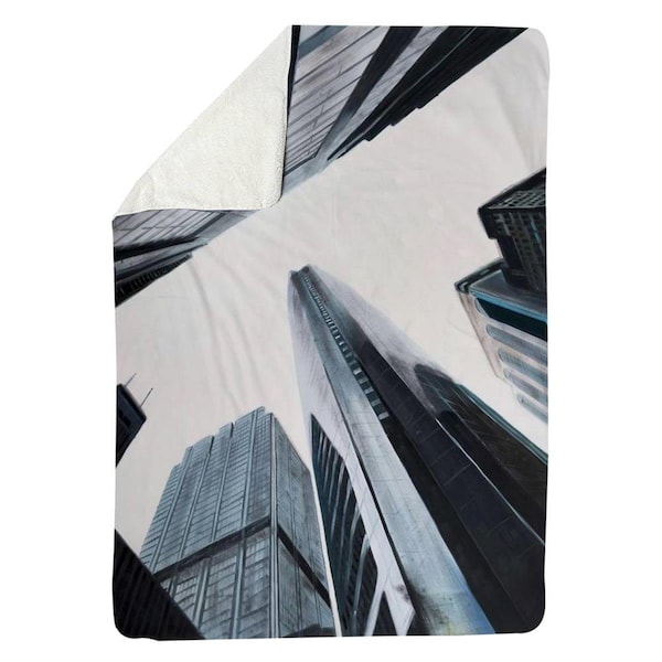 Kd Cuna 60 x 80 in. Perspective View of Skyscraper-Sherpa Fleece Blanket - KD2789825
