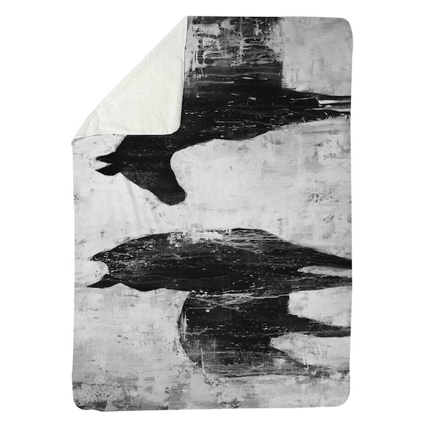 Kd Cuna 60 x 80 in. Black & White Horses-Sherpa Fleece Blanket - KD2789005