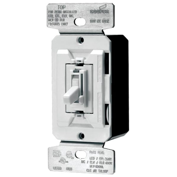 Eaton Wiring Devices AL Toggle Dimmer, 120 V, 300 W, CFL, LED Lamp, 3Way, WhiteLight AlmondIvory - TUL06P-C2-KB-L