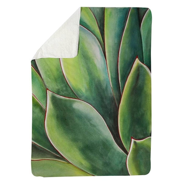 Kd Cuna 60 x 80 in. Watercolor Agave Plant-Sherpa Fleece Blanket - KD2787544