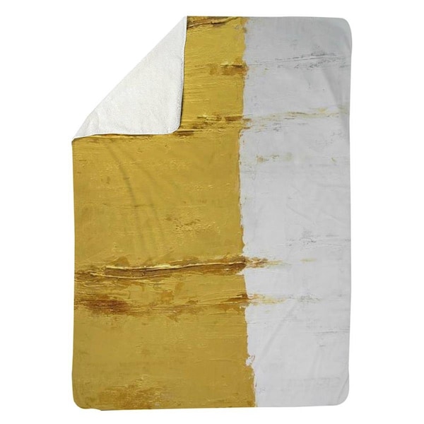 Begin Home Decor 60 x 80 in. Golden Stripe-Sherpa Fleece Blanket - 5545-6080-AB80