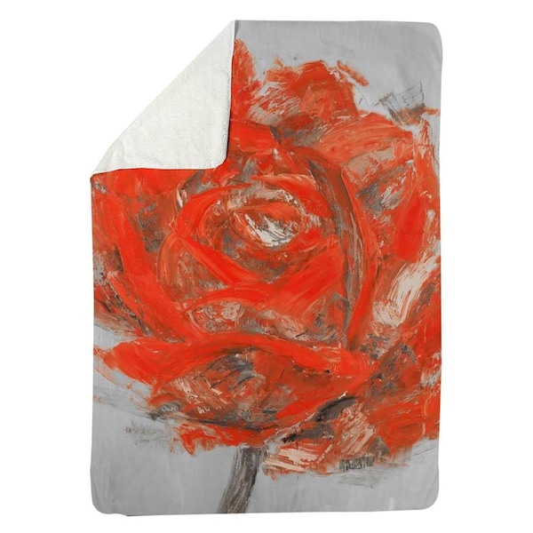 Begin Home Decor 60 x 80 in. Abstract Red Flower-Sherpa Fleece Blanket - 5545-6080-FL178