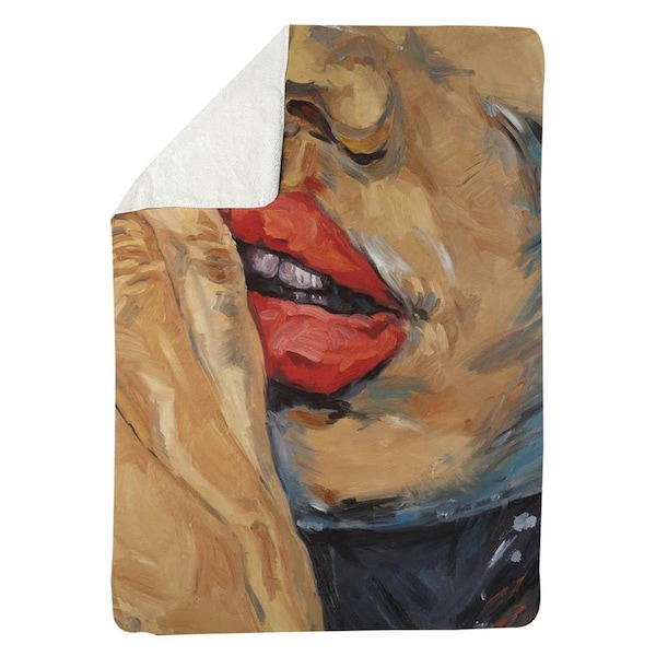 Begin Home Decor 60 x 80 in. Shushing Lips Closeup-Sherpa Fleece Blanket - 5545-6080-FI48