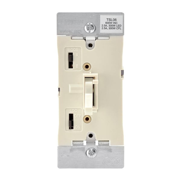 Leviton Leviton  2.5 amp 600W-120VAC Incandescent Toggle Dimmer Switch  Light Almond - 3775384