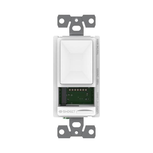 Tresco Lighting Tresco 120VAC 150W300W Swidget Dimmer Switch, wo Insert, White - L-SD3001WA-1