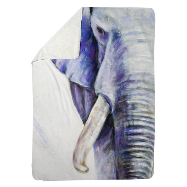 Kd Cuna 60 x 80 in. Blue Elephant-Sherpa Fleece Blanket - KD2787968