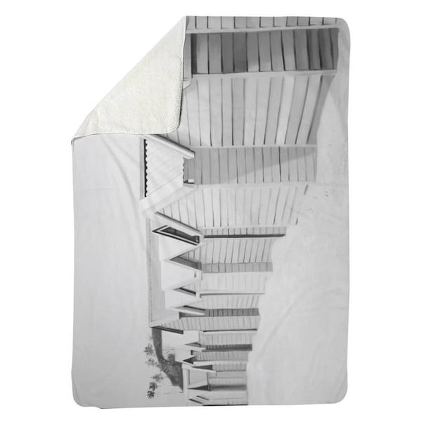 Begin Home Decor 60 x 80 in. Beach Cabins-Sherpa Fleece Blanket - 5545-6080-CO118