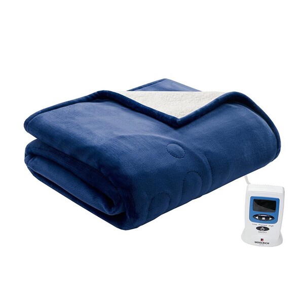 Woolrich Heated Plush To Berber Blanket, Indigo - Twin - WR54-1759