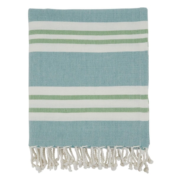 Kd Vestidor 50 x 60 in. Striped Design Oblong Throw Blanket, Aqua - KD2658489