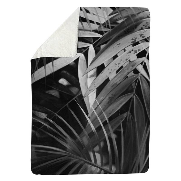 Kd Cuna 60 x 80 in. Monochrome Tropicals Leaves-Sherpa Fleece Blanket - KD2785835