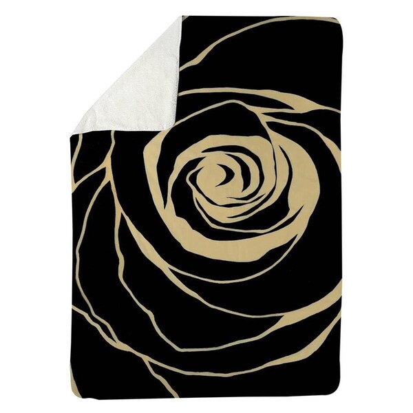 Begin Home Decor 60 x 80 in. Black Rose-Sherpa Fleece Blanket - 5545-6080-FL223